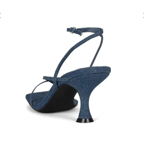Denim Strap Kitten heels sandals - Picture 3 of 9